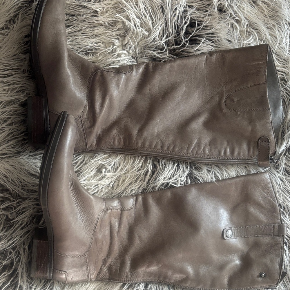 Gray Leather Knee-High Boots, Sam Edelman